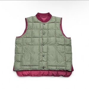 L.L. Bean Reversible Puffer Vest in Sage Green & Magenta
